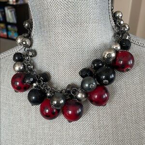 Red and Black Statement Necklace